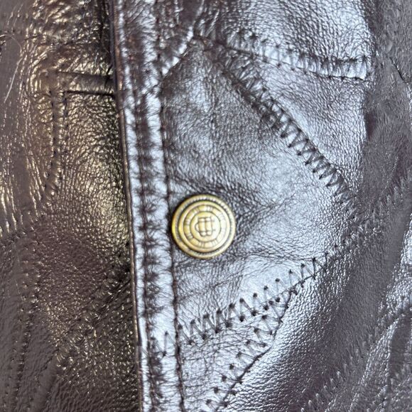 Genuine Leather Brown Snap Button Front Vest Western Wear Urban Cowboy Size XL - Picture 11 of 12